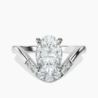 14kt White Gold Curved Crest Lab Diamond Ring front image