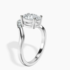 14kt White Gold Curved Crest Lab Diamond Ring standing product image one