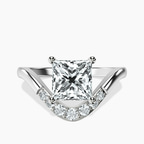 14kt White Gold Curved Crest Lab Diamond Ring front image