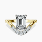 14ct Yellow Gold Curved Crest Lab Diamond Ring front image