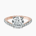 10kt Rose Gold Pave Crest Lab Diamond Ring front image