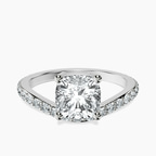 9ct White Gold Pave Crest Lab Diamond Ring front image