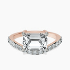10kt Rose Gold Half Pave Crest Lab Diamond Ring front image