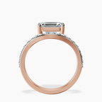 10kt Rose Gold Half Pave Crest Lab Diamond Ring side right image one
