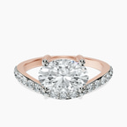 10kt Rose Gold Half Pave Crest Lab Diamond Ring front image