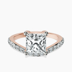 10kt Rose Gold Half Pave Crest Lab Diamond Ring front image