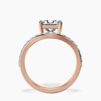 10kt Rose Gold Half Pave Crest Lab Diamond Ring side right image one