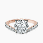 18kt Rose Gold Half Pave Crest Lab Diamond Ring front image