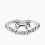 Platinum Half Pave Crest Lab Diamond Ring front image