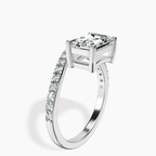 Platinum Half Pave Crest Lab Diamond Ring standing product image one