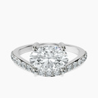 Platinum Half Pave Crest Lab Diamond Ring front image