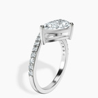 Platinum Half Pave Crest Lab Diamond Ring standing product image one