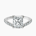 Platinum Half Pave Crest Lab Diamond Ring front image
