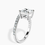 Platinum Half Pave Crest Lab Diamond Ring standing product image one