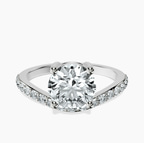 18kt White Gold Half Pave Crest Lab Diamond Ring front image