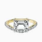 18kt Yellow Gold Half Pave Crest Lab Diamond Ring front image