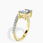 18kt Yellow Gold Half Pave Crest Lab Diamond Ring standing product image one