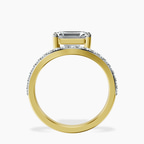 18kt Yellow Gold Half Pave Crest Lab Diamond Ring side right image one