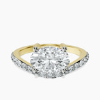 18kt Yellow Gold Half Pave Crest Lab Diamond Ring front image