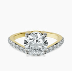18kt Yellow Gold Half Pave Crest Lab Diamond Ring front image