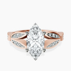 18ct Rose Gold Nova Split Shank Vintage Lab Diamond Ring front image