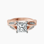 18ct Rose Gold Nova Split Shank Vintage Lab Diamond Ring front image