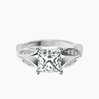 Platinum Nova Split Shank Vintage Lab Diamond Ring front image