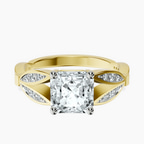 18ct Yellow Gold Nova Split Shank Vintage Lab Diamond Ring front image