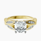 18ct Yellow Gold Nova Split Shank Vintage Lab Diamond Ring front image