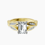 18ct Yellow Gold Nova Split Shank Vintage Lab Diamond Ring front image