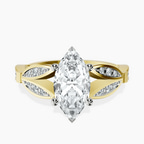 18ct Yellow Gold Nova Split Shank Vintage Lab Diamond Ring front image