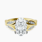 18ct Yellow Gold Nova Split Shank Vintage Lab Diamond Ring front image