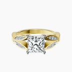 14ct Yellow Gold Nova Split Shank Vintage Lab Diamond Ring front image
