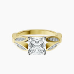 18ct Yellow Gold Nova Split Shank Vintage Lab Diamond Ring front image