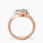 18kt Rose Gold Three Stone Crest Lab Diamond Ring side right image one