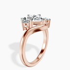10kt Rose Gold Three Stone Crest Lab Diamond Ring standing product image one