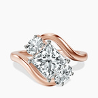 10kt Rose Gold Three Stone Crest Lab Diamond Ring front image