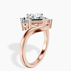 10kt Rose Gold Three Stone Crest Lab Diamond Ring standing product image one