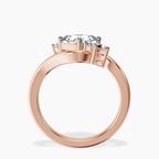 10kt Rose Gold Three Stone Crest Lab Diamond Ring side right image one