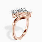 10kt Rose Gold Three Stone Crest Lab Diamond Ring standing product image one