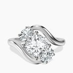 14kt White Gold Three Stone Crest Lab Diamond Ring front image