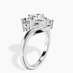 14kt White Gold Three Stone Crest Lab Diamond Ring standing product image one