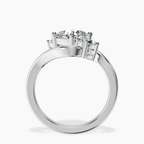 14kt White Gold Three Stone Crest Lab Diamond Ring side right image one