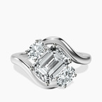14kt White Gold Three Stone Crest Lab Diamond Ring front image