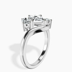 14kt White Gold Three Stone Crest Lab Diamond Ring standing product image one