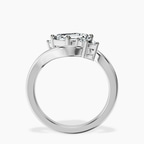 14kt White Gold Three Stone Crest Lab Diamond Ring side right image one
