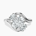 14kt White Gold Three Stone Crest Lab Diamond Ring front image