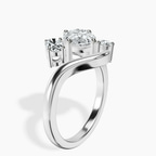 2.06 ct. oval Three Stone Crest Lab Diamond Ring in 10kt white gold standing product image one