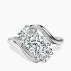 14kt White Gold Three Stone Crest Lab Diamond Ring front image