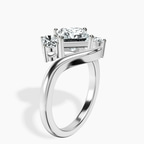 14kt White Gold Three Stone Crest Lab Diamond Ring standing product image one
